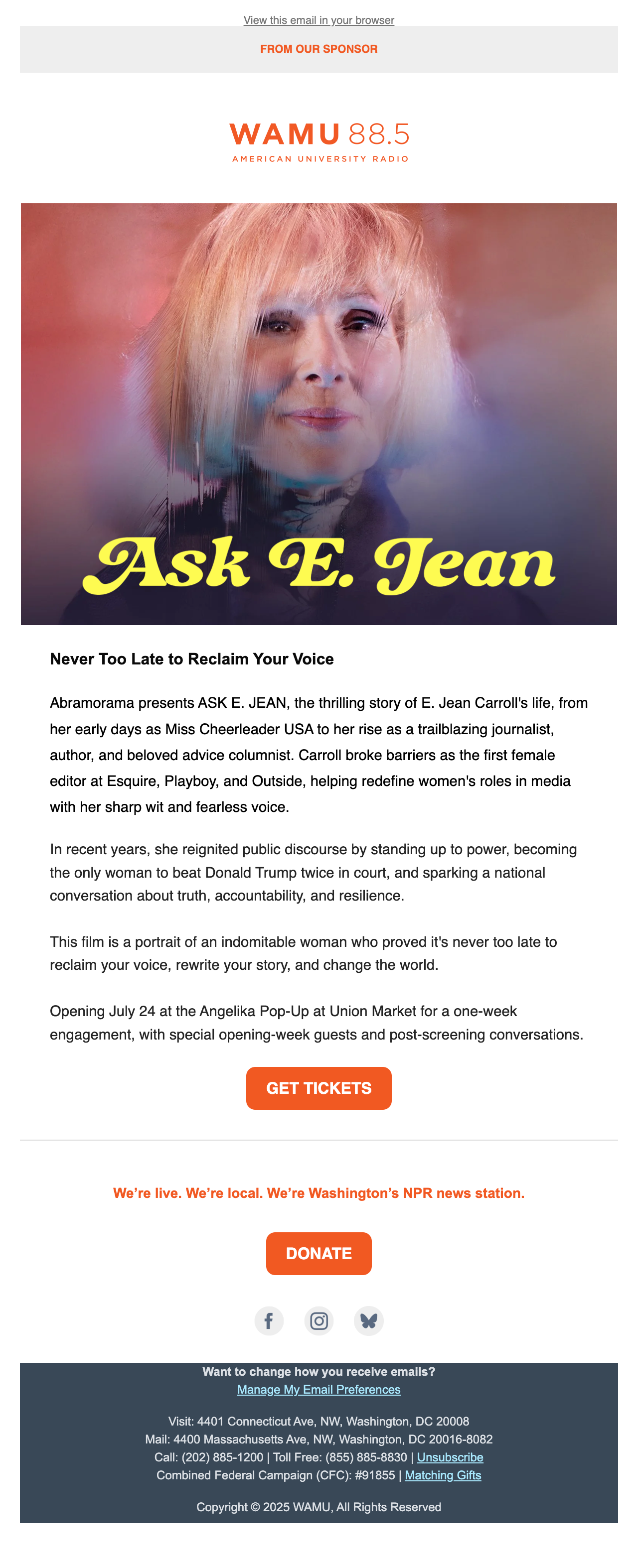 WAMU dedicated email creative